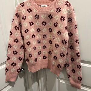 Floral Patterned Pink Sweater